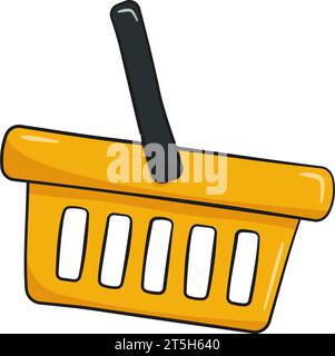Yellow shopping basket. Cartoon Stock Vector