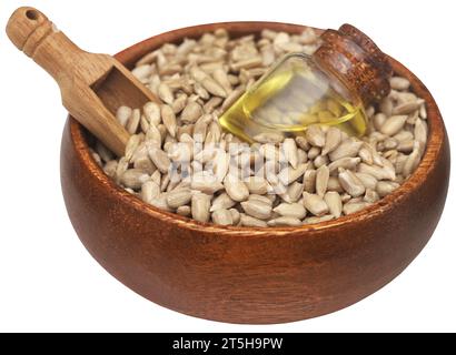 Sunflower seed with oil in a glass jar Stock Photo