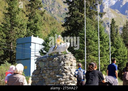 August 19 2023 - Ala Archa national park, Kyrgyzstan in Central Asia: Alplager in the Ala Archa national Park Stock Photo