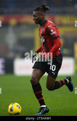 Rafael Leao of AC Milan in action during the Serie A football match between AC Milan and Udinese Calcio. Stock Photo