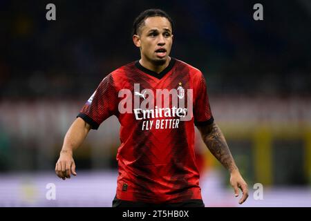 Noah Okafor of AC Milan looks on during the Serie A football match between AC Milan and Udinese Calcio. Stock Photo