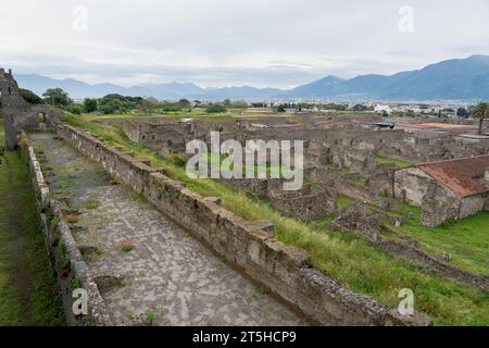 Pompeii Italy, a city once covered by volcanic ash, now a glimpse in to a past civilisation. Stock Photo