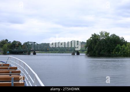 July 31 2023 - Potsdam, Berlin, Brandenburg in Germany: Glienicke Bridge used to connect West Berlin and East Germany on a cloudy day Stock Photo