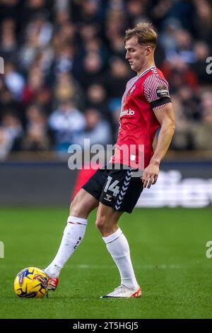 Southampton's James Bree in action during the Sky Bet Championship match at The Den, London. Picture date: Saturday November 4, 2023. Stock Photo