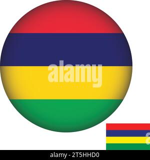 Mauritius Flag Round Shape Vector Stock Vector