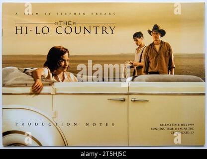 Front cover of publicity information for the movie The Hi-Lo Country, which was released in 1998 Stock Photo