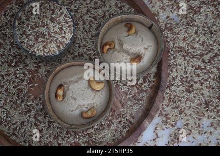 Rajamudi rice vattayappam steamed in coconut shell. A delectable South Indian steamed rice cake, made with fermented and sweetened batter of aromatic Stock Photo