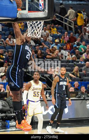 Orlando, Florida, USA, November 4, 2023, Orlando Magic forward Admiral Schofield #25 makes a dunk at the Amway Center. (Photo Credit: Marty Jean-Louis/Alamy Live News Stock Photo