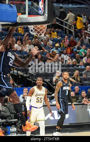 Orlando, Florida, USA, November 4, 2023, Orlando Magic forward Admiral Schofield #25 makes a dunk at the Amway Center. (Photo Credit: Marty Jean-Louis/Alamy Live News Stock Photo