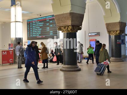 Moscow, Russia - Nov 1. 2023. Interior of historical part of the Yaroslavsky railway station Stock Photo