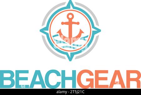 Modern BEACH GEAR Colorful Anchor logo design Stock Vector