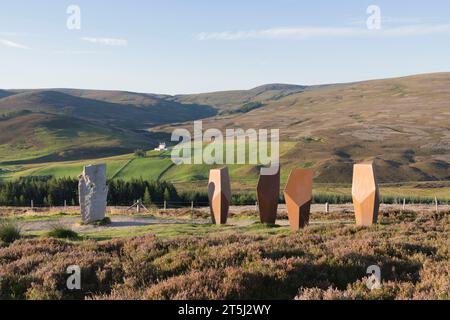 Corgarff Castle in Strathdon Seen from The Watchers, a Contemporary Art Installation at a Scenic Viewpoint in the Cairngorms National Park in Scotland Stock Photo
