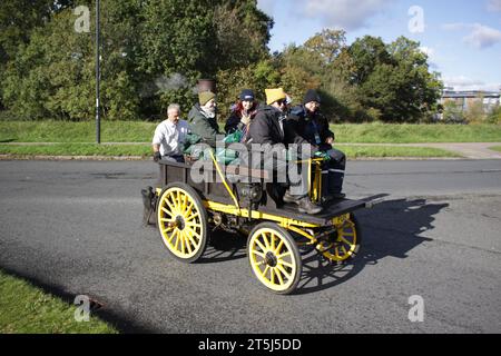 An 1896 Salvesen stream driven car taking part in the 2023 London to Brighton veteran car run Stock Photo