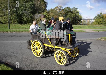 An 1896 Salvesen stream driven car taking part in the 2023 London to Brighton veteran car run Stock Photo