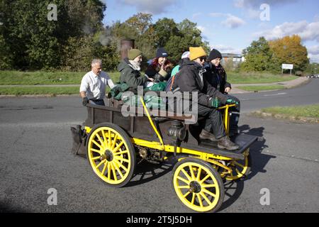 An 1896 Salvesen stream driven car taking part in the 2023 London to Brighton veteran car run Stock Photo