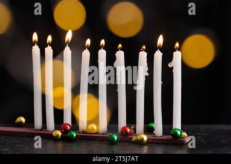 Night of celebration of lit candles - Colombian Christmas tradition Stock Photo