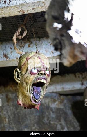 Scary Halloween decorations at the The Hellfire Caves in West Wycombe, Buckinghamshire, England Stock Photo