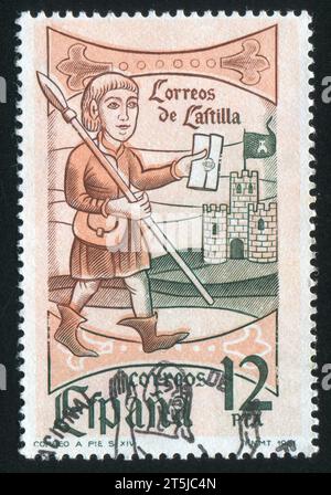 SPAIN - CIRCA 1981: stamp printed by Spain, shows Postman, circa 1981 Stock Photo