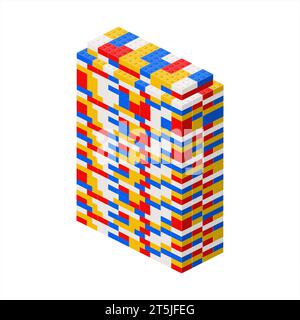 A wide building made of plastic blocks. Vector Stock Vector
