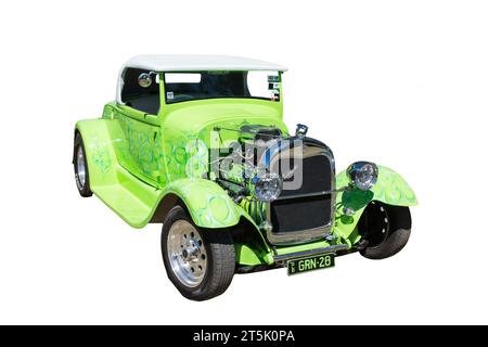 1928/29 Ford Model A  V8 Hot rod in Shades of Lime Green. Stock Photo