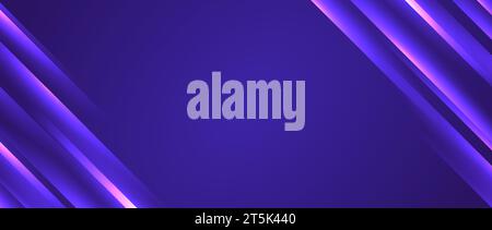 Glowing diagonal lines background. Purple neon gradient stripes wallpaper. Abstract motion effect light trails backdrop for banner, poster, presentation, cover, booklet, brochure, flyer. Vector Stock Vector