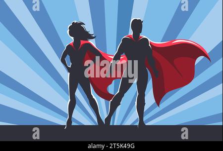 Male and female superhero couple Stock Vector