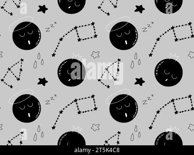 starry sky pattern with planets Stock Vector