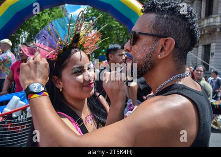 Buenos Aires, Ciudad Autonoma, Argentina. 4th Nov, 2023. The 32nd LGTBIQ  Pride March was held in Buenos Aires. Thousands of people marched from Plaza de Mayo to Congress, in the midst of a festive atmosphere that included the presentation of numerous artists and DJs. (Credit Image: © Milagros Gonzalez/ZUMA Press Wire) EDITORIAL USAGE ONLY! Not for Commercial USAGE! Stock Photo