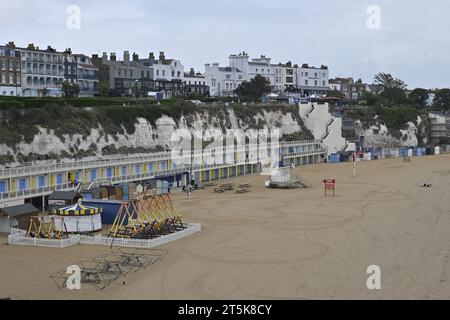 An aerial view of a deserted Broadstairs Beach Stock Photo