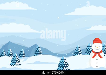 vector flat design winter landscape horizontal banner illustration Stock Vector