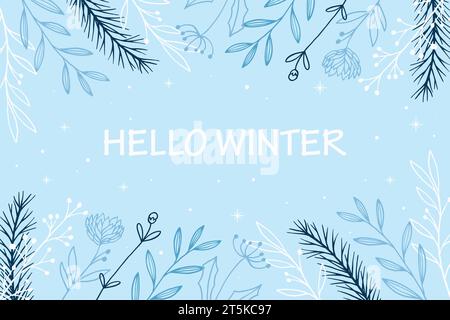 hello winter, background illustration in flat design Stock Vector