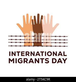 International migrants day. Silhouette of man and woman looking to the ...