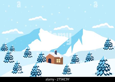 vector design winter landscape background illustration Stock Vector