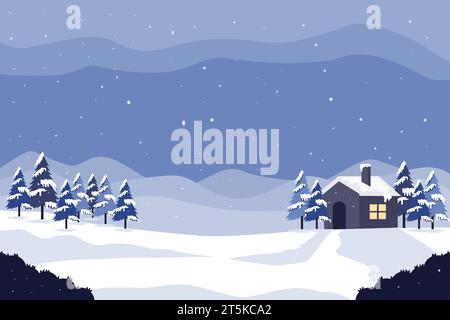 winter landscape background illustration in flat design Stock Vector