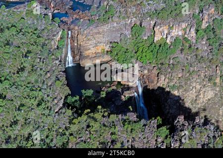 Aerial view of the twin falls, Kakadu National Park, Northern Territory, Australia Stock Photo