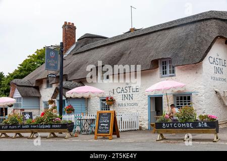 English pub, The Castle Inn public house restaurant and rooms in West Lulworth near Lulworth cove,Dorset,England,UK Stock Photo