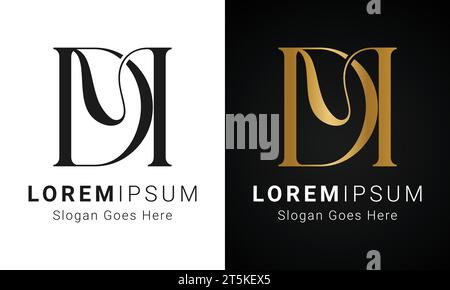 Luxury Initial DM or MD Monogram Text Letter Logo Design Stock Vector