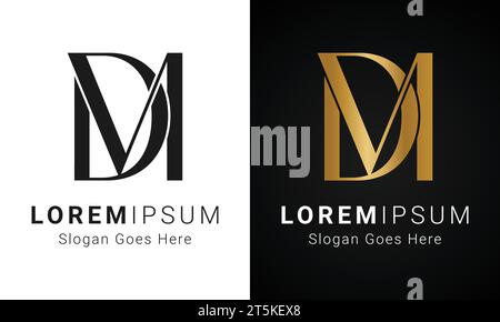 Luxury Initial DM or MD Monogram Text Letter Logo Design Stock Vector