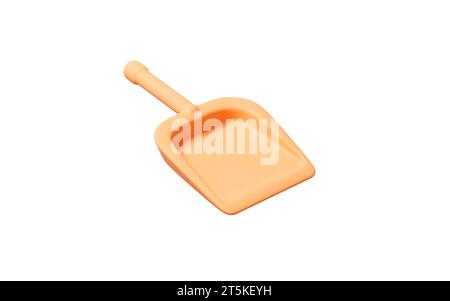 Cartoon broom and dustpan, 3d rendering. 3D illustration. Stock Photo