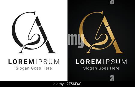 Luxury Initial GA or AG Monogram Text Letter Logo Design Stock Vector