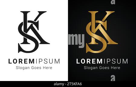 Luxury Initial SK or KS Monogram Text Letter Logo Design Stock Vector