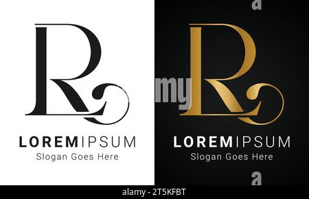 Luxury Initial LR or RL Monogram Text Letter Logo Design Stock Vector