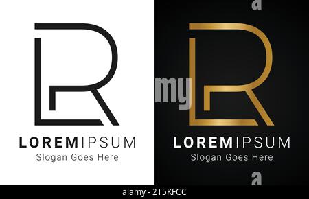 Luxury Initial LR or RL Monogram Text Letter Logo Design Stock Vector