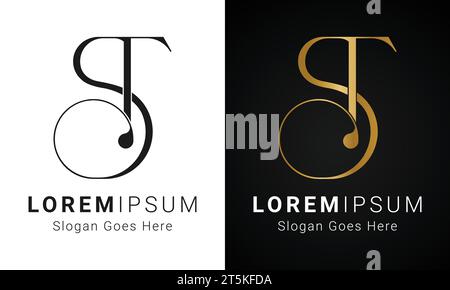 Luxury Initial ST or TS Monogram Text Letter Logo Design Stock Vector