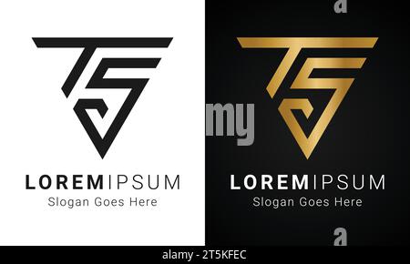 Luxury Initial ST or TS Monogram Text Letter Logo Design Stock Vector
