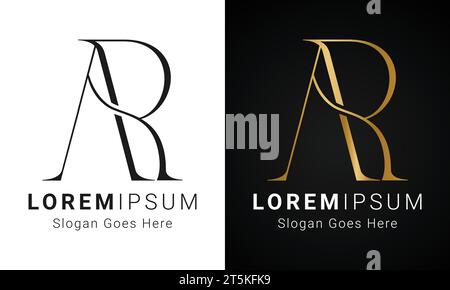 Luxury Initial RA or AR Monogram Text Letter Logo Design Stock Vector