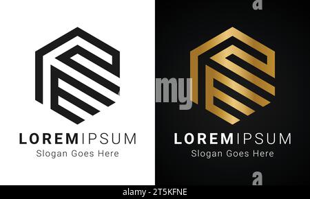 Luxury Initial ER or RE Monogram Text Letter Logo Design Stock Vector