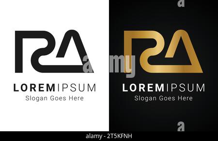 Luxury Initial RA or AR Monogram Text Letter Logo Design Stock Vector