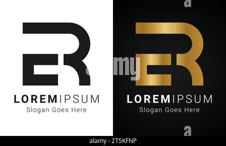 Luxury Initial ER or RE Monogram Text Letter Logo Design Stock Vector