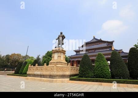 Guangzhou, China - April 5, 2019: Sun Yat-sen Statue in Zhongshan Memorial Hall, Guangzhou, Guangdong Province, China Stock Photo